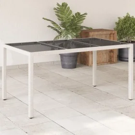 Garden table glass surface white PE rattan 150x90x75cm by , Garden tables - Ref: Foro24-368126, Price: 141,34 €, Discount: %