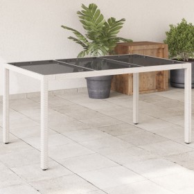 Mesa de jardín superficie de vidrio ratán PE blanco 150x90x75cm de , Mesas de jardín - Ref: Foro24-368126, Precio: 134,50 €, ...