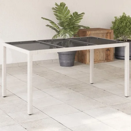 Gartentisch Glasoberfläche weiß PE Rattan 150x90x75cm von , Gartentische - Ref: Foro24-368126, Preis: 141,34 €, Rabatt: %