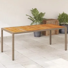 Garden table beige PE rattan and acacia wood 190x90x75 cm by , Garden tables - Ref: Foro24-368130, Price: 193,81 €, Discount: %