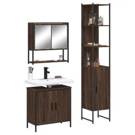 3-teiliges Badezimmermöbel-Set aus braunem Eichensperrholz von , Badezimmermöbel - Ref: Foro24-3214684, Preis: 181,46 €, Raba...