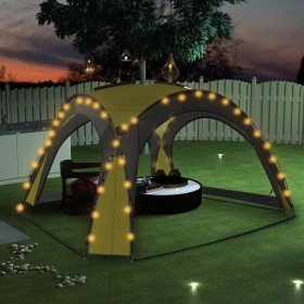 Carpa de fiesta con LED 4 paredes laterales verde 3,6x3,6x2,3 m