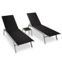 Sun loungers with tables 2 units steel and black textilene by vidaXL, Loungers - Ref: Foro24-48012, Price: 181,21 €, Discount: %