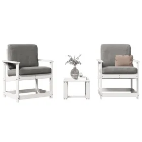 Gartenmöbel-Set 3-teilig aus massivem weißem Kiefernholz von , Gartenstühle - Ref: Foro24-832631, Preis: 115,69 €, Rabatt: %