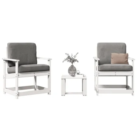 Garden furniture set 3 pieces solid white pine wood by , Garden chairs - Ref: Foro24-832631, Price: 115,69 €, Discount: %