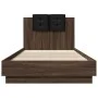 Oak brown engineered wood bed with headboard 90x200 cm by , Beds and slatted bases - Ref: Foro24-3209946, Price: 148,41 €, Di...
