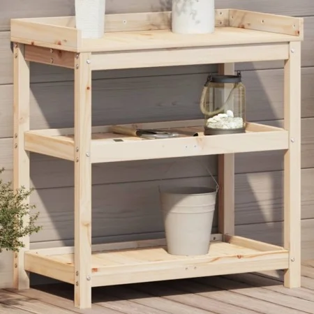 Planting table with pine wood shelves 82.5x45x86.5 cm by , Pot stands - Ref: Foro24-832432, Price: 76,35 €, Discount: %