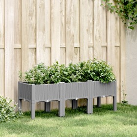 Jardinera con patas PP gris claro 120x40x42 cm