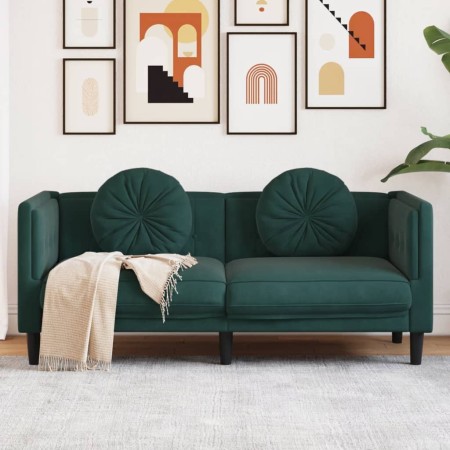 Dunkelgrünes 2-Sitzer-Sofa aus Samt mit Kissen von , Sofas - Ref: Foro24-372634, Preis: 241,24 €, Rabatt: %