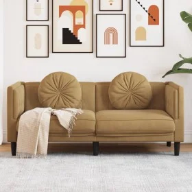 2 seater brown velvet sofa with cushions by , Sofas - Ref: Foro24-372641, Price: 222,54 €, Discount: %
