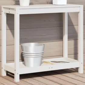 Pflanztisch mit Ablage aus weißem Kiefernholz, 82,5 x 35 x 75 cm von , Topfständer - Ref: Foro24-832388, Preis: 72,75 €, Raba...