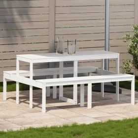 Picknicktisch aus massivem weißem Kiefernholz, 160 x 134 x 75 cm von , Gartentische - Ref: Foro24-832563, Preis: 145,48 €, Ra...