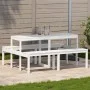 Picknicktisch aus massivem weißem Kiefernholz, 160 x 134 x 75 cm von , Gartentische - Ref: Foro24-832563, Preis: 145,48 €, Ra...