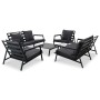 Muebles de jardín 5 pzas y cojines de aluminio gris oscuro de vidaXL, Conjuntos de jardín - Ref: Foro24-47817, Precio: 1,00 €