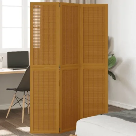 3-panel partition screen solid brown paulownia wood by , Room dividers - Ref: Foro24-358814, Price: 90,80 €, Discount: %
