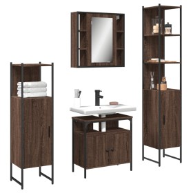 Badezimmermöbel-Set, 4-teilig, Eichenbraun-Sperrholz von , Badezimmermöbel - Ref: Foro24-3214769, Preis: 266,70 €, Rabatt: %