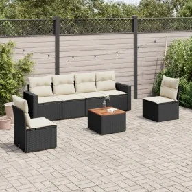 7-piece garden dining set and black synthetic rattan cushions by , Garden sets - Ref: Foro24-3256399, Price: 384,97 €, Discou...