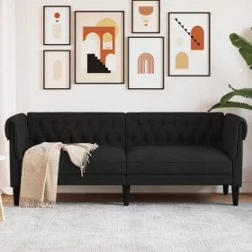 Chesterfield 3-Sitzer-Sofa aus schwarzem Stoff von , Sofas - Ref: Foro24-372558, Preis: 319,04 €, Rabatt: %