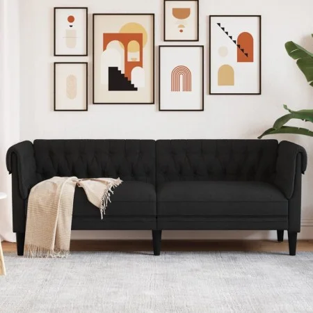 Sofá Chesterfield de 3 plazas tela negro de , Sofás - Ref: Foro24-372558, Precio: 319,00 €, Descuento: %