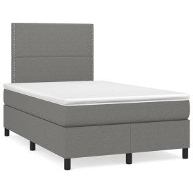 Box spring bed with mattress and LED dark brown fabric 120x190 cm by , Beds and slatted bases - Ref: Foro24-3270191, Price: 3...