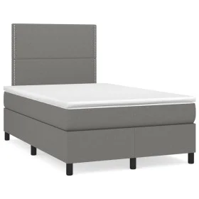 Box spring bed with mattress and LED dark brown fabric 120x190 cm by , Beds and slatted bases - Ref: Foro24-3270191, Price: 4...