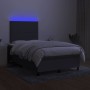 Box spring bed with mattress and LED dark brown fabric 120x190 cm by , Beds and slatted bases - Ref: Foro24-3270191, Price: 3...
