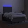 Box spring bed with mattress and LED dark brown fabric 120x190 cm by , Beds and slatted bases - Ref: Foro24-3270191, Price: 4...
