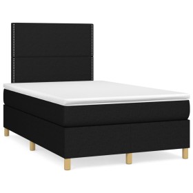 Cama box spring con colchón y luces LED tela negro 120x190 cm