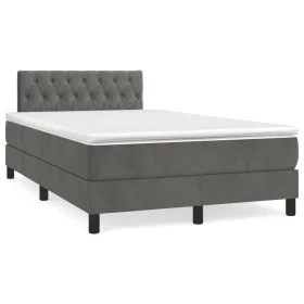 Box spring bed with mattress and LED dark gray velvet 120x190 cm by , Beds and slatted bases - Ref: Foro24-3270172, Price: 41...