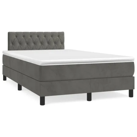 Box spring bed with mattress and LED dark gray velvet 120x190 cm by , Beds and slatted bases - Ref: Foro24-3270172, Price: 41...