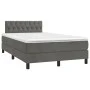 Box spring bed with mattress and LED dark gray velvet 120x190 cm by , Beds and slatted bases - Ref: Foro24-3270172, Price: 41...
