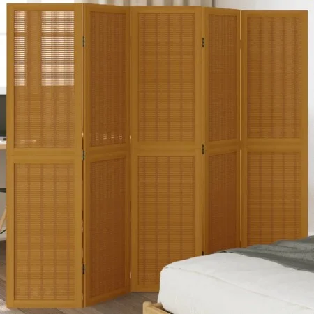 5-panel partition screen solid brown paulownia wood by , Room dividers - Ref: Foro24-358821, Price: 122,40 €, Discount: %