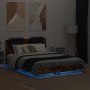 Estructura cama con cabecero luces LED roble ahumado 120x190 cm de , Camas y somieres - Ref: Foro24-3210056, Precio: 178,79 €...