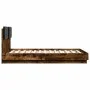 Estructura cama con cabecero luces LED roble ahumado 120x190 cm de , Camas y somieres - Ref: Foro24-3210056, Precio: 176,81 €...