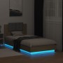 Bed frame headboard LED lights Sonoma oak 90x190 cm by , Beds and slatted bases - Ref: Foro24-3210061, Price: 161,85 €, Disco...