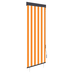 Estor enrollable de exterior blanco y naranja 60x250 cm