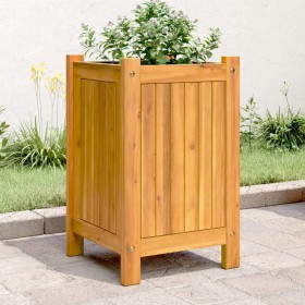Jardinera con forro madera maciza de acacia 31x31x50 cm