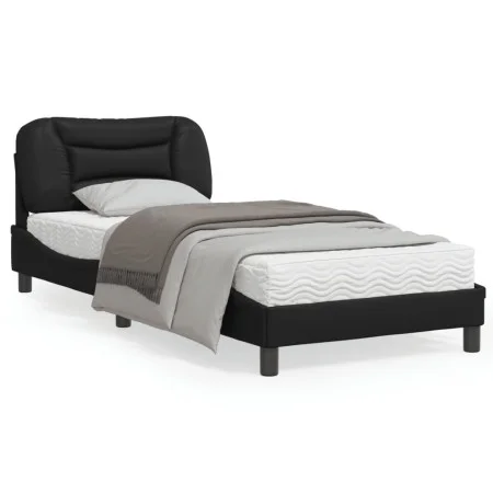 Bed frame with LED lights black synthetic leather 90x200 cm by , Beds and slatted bases - Ref: Foro24-3213906, Price: 170,88 ...