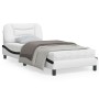 Bed frame with LED black white synthetic leather 90x200 cm by , Beds and slatted bases - Ref: Foro24-3213912, Price: 176,27 €...