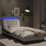 Bed frame with LED black white synthetic leather 90x200 cm by , Beds and slatted bases - Ref: Foro24-3213912, Price: 176,27 €...