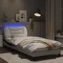 Bed frame with LED black white synthetic leather 90x200 cm by , Beds and slatted bases - Ref: Foro24-3213912, Price: 174,07 €...