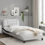 Bed frame with LED black white synthetic leather 90x200 cm by , Beds and slatted bases - Ref: Foro24-3213912, Price: 174,07 €...