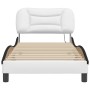 Bed frame with LED black white synthetic leather 90x200 cm by , Beds and slatted bases - Ref: Foro24-3213912, Price: 176,27 €...