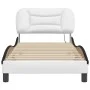 Bed frame with LED black white synthetic leather 90x200 cm by , Beds and slatted bases - Ref: Foro24-3213912, Price: 174,07 €...