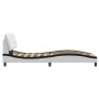 Bed frame with LED black white synthetic leather 90x200 cm by , Beds and slatted bases - Ref: Foro24-3213912, Price: 176,27 €...