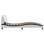 Bed frame with LED black white synthetic leather 90x200 cm by , Beds and slatted bases - Ref: Foro24-3213912, Price: 174,07 €...