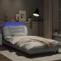 Bed frame with LED black white synthetic leather 100x200 cm by , Beds and slatted bases - Ref: Foro24-3213919, Price: 160,83 ...
