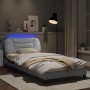Bettgestell mit LED schwarz-weißem Kunstleder 100x200 cm von , Betten und Lattenroste - Ref: Foro24-3213919, Preis: 163,08 €,...