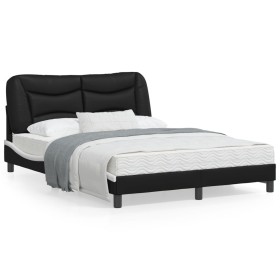 Bed frame with LED synthetic leather black white 120x200 cm by , Beds and slatted bases - Ref: Foro24-3213925, Price: 223,15 ...