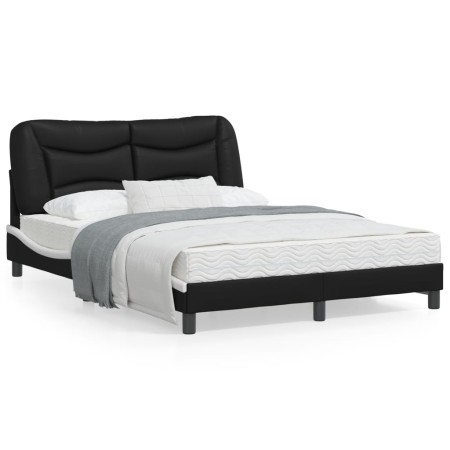 Bed frame with LED synthetic leather black white 120x200 cm by , Beds and slatted bases - Ref: Foro24-3213925, Price: 222,52 ...